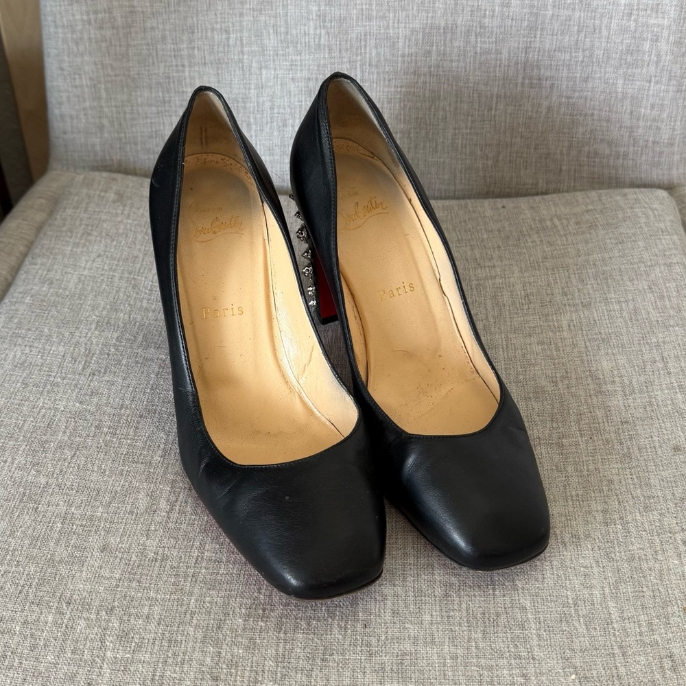 Christian Louboutin Black Napps Leather Studded Pumps